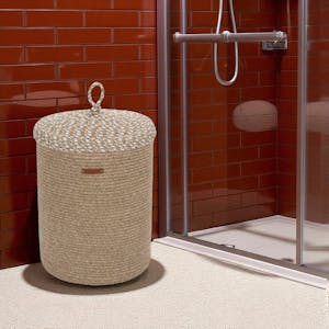 Panier de rangement rond – beige, avec couvercle IZMIR